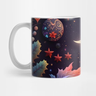 10. Celestial Bohemian Flowers Aesthetic Design Stars Moon Floral Cosmic Pattern Mug